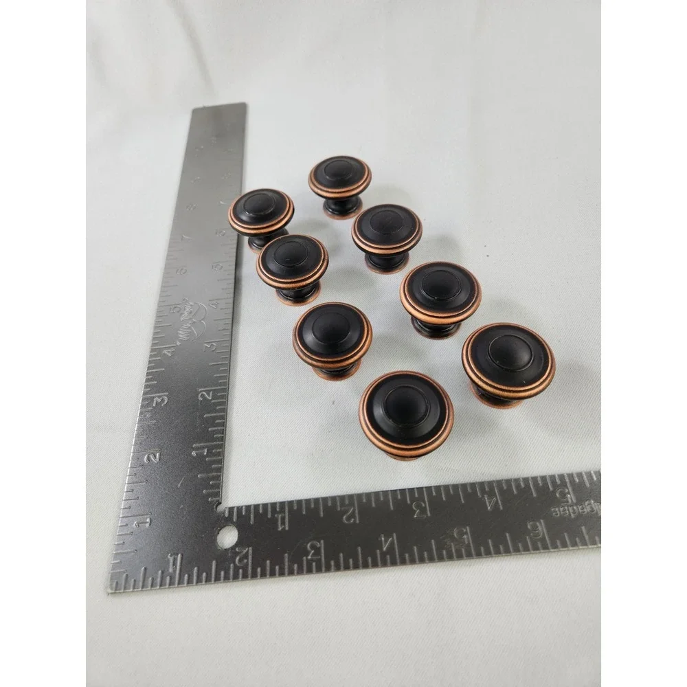 Lot of 8 Bronze Black Copper Round Metal Drawer Cabinet Dresser Desk Knob Pulls